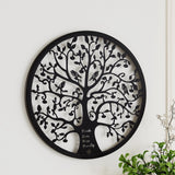 3D Wall Art: Artiss Metal Wall Art Hanging Sculpture Home Decor Leaf Tree of Life Round Frame