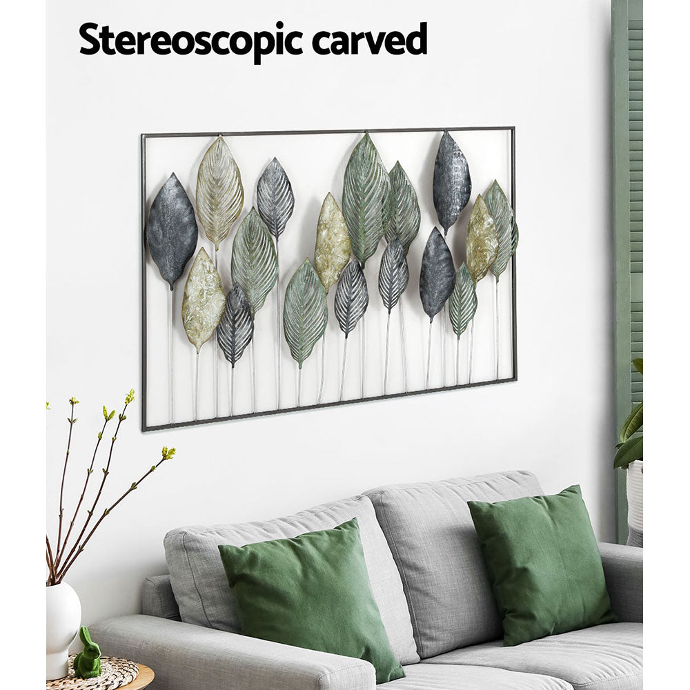 3D Wall Art: Artiss Metal Wall Art Hanging Sculpture Home Decor Leaf Tree of Life Framed