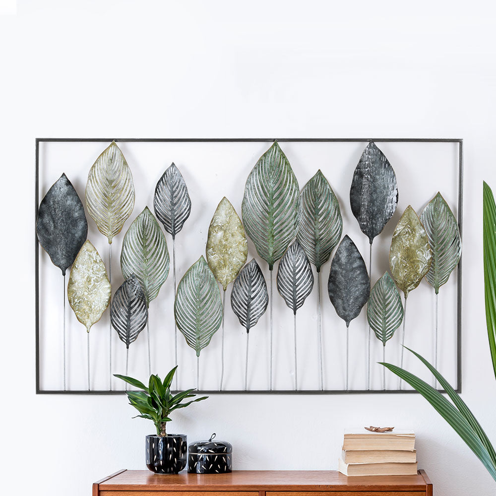 3D Wall Art: Artiss Metal Wall Art Hanging Sculpture Home Decor Leaf Tree of Life Framed