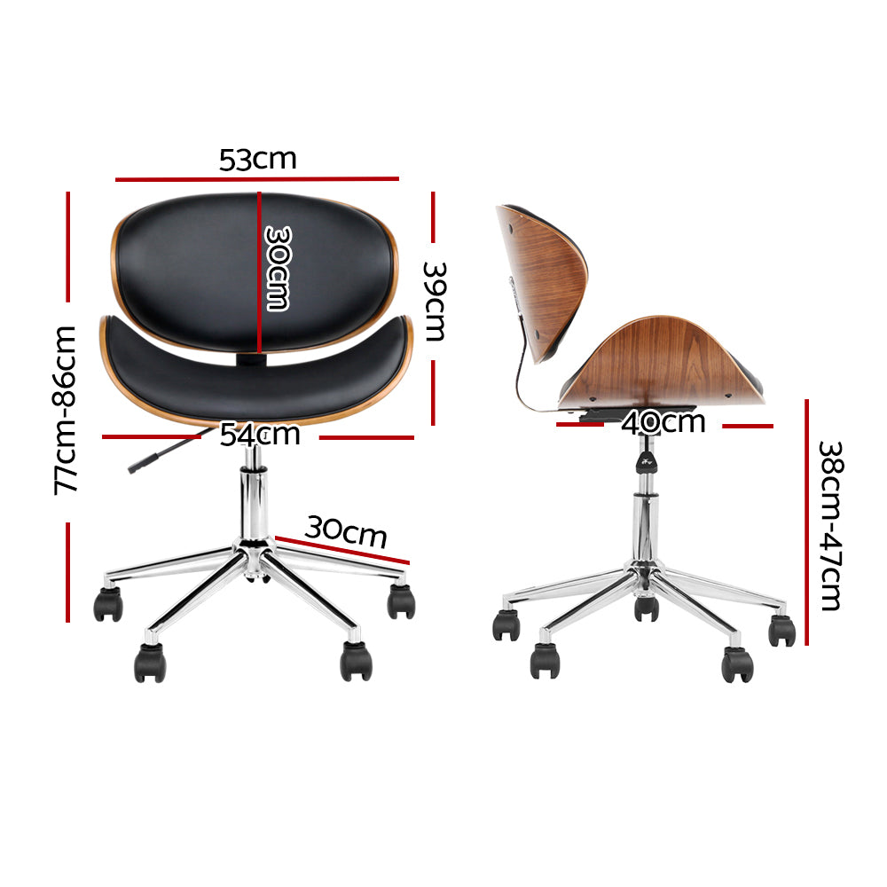 Office & Desk Chairs: Artiss Wooden Office Chair Leather Seat Black