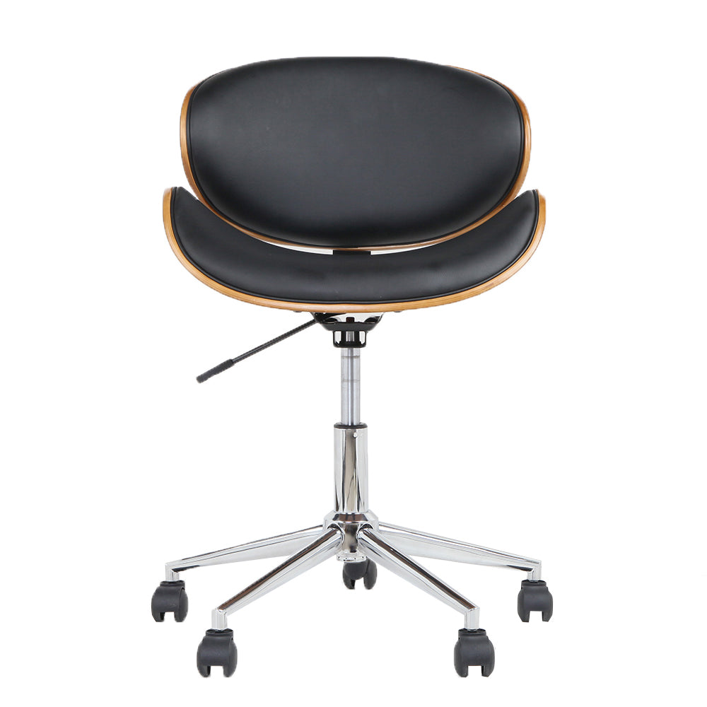 Office & Desk Chairs: Artiss Wooden Office Chair Leather Seat Black