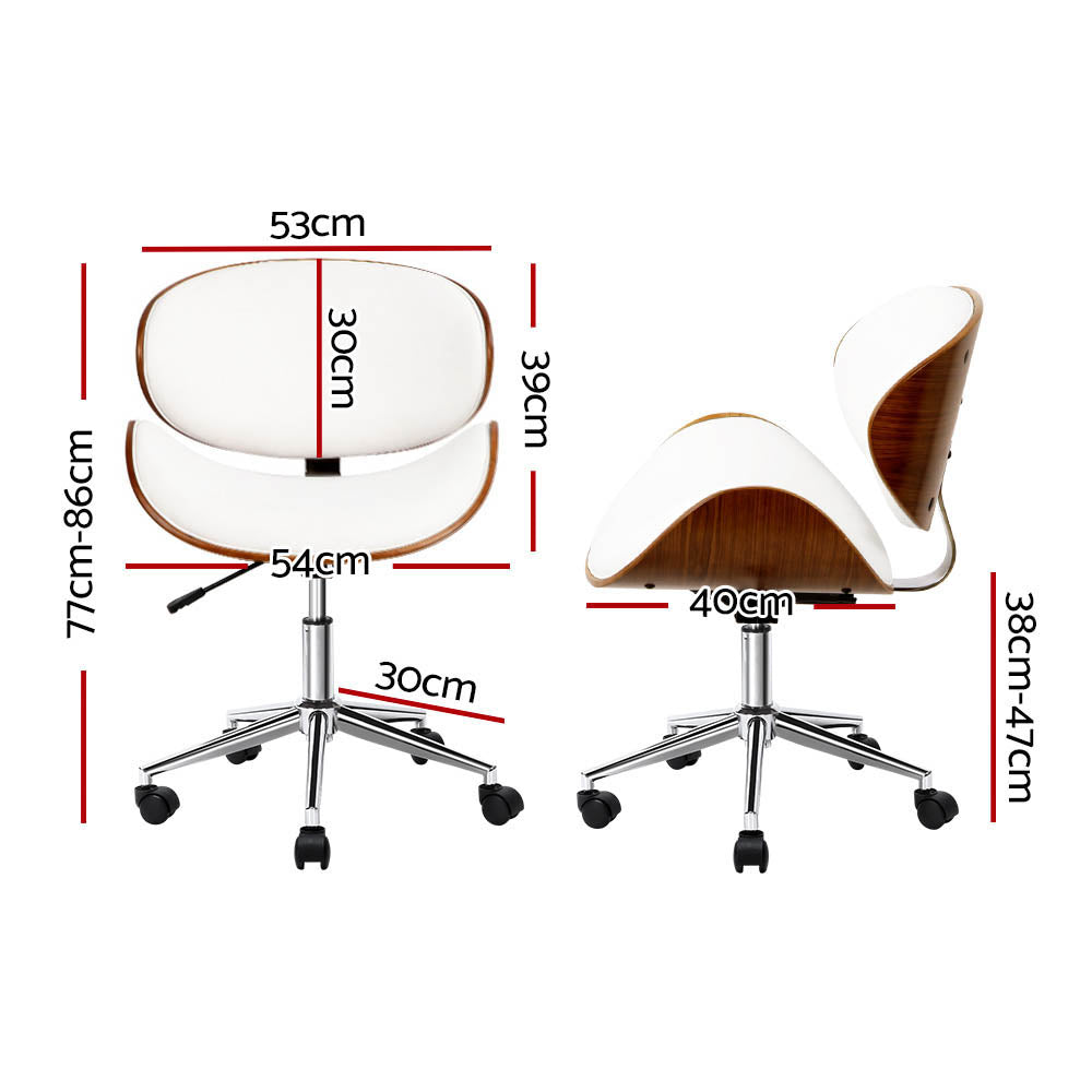 Office & Desk Chairs: Artiss Wooden Office Chair Leather Seat White