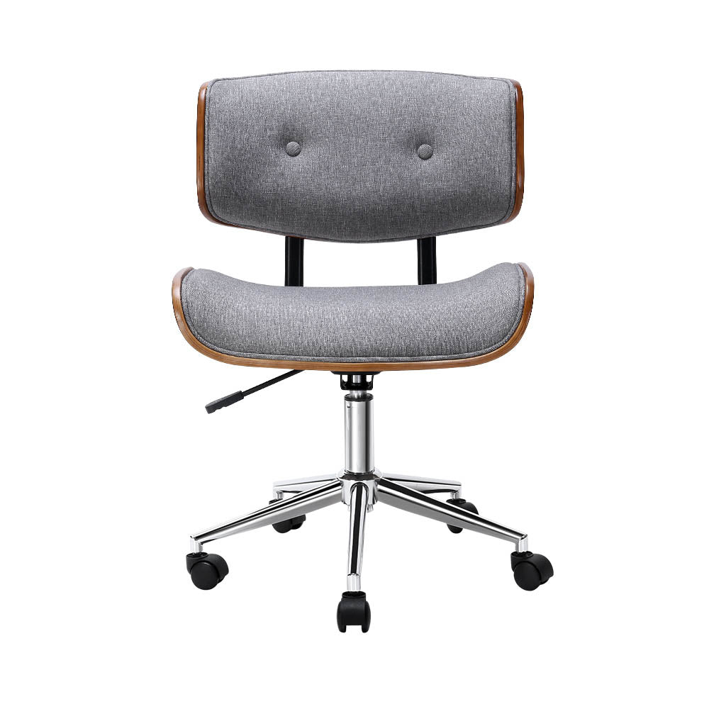 Office & Desk Chairs: Artiss Wooden Office Chair Fabric Seat Grey