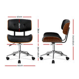 Artiss Wooden Office Chair PU Seat Black Brown