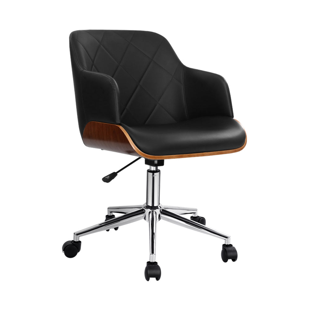 Office & Desk Chairs: Artiss Wooden Office Chair Fabric Seat Black