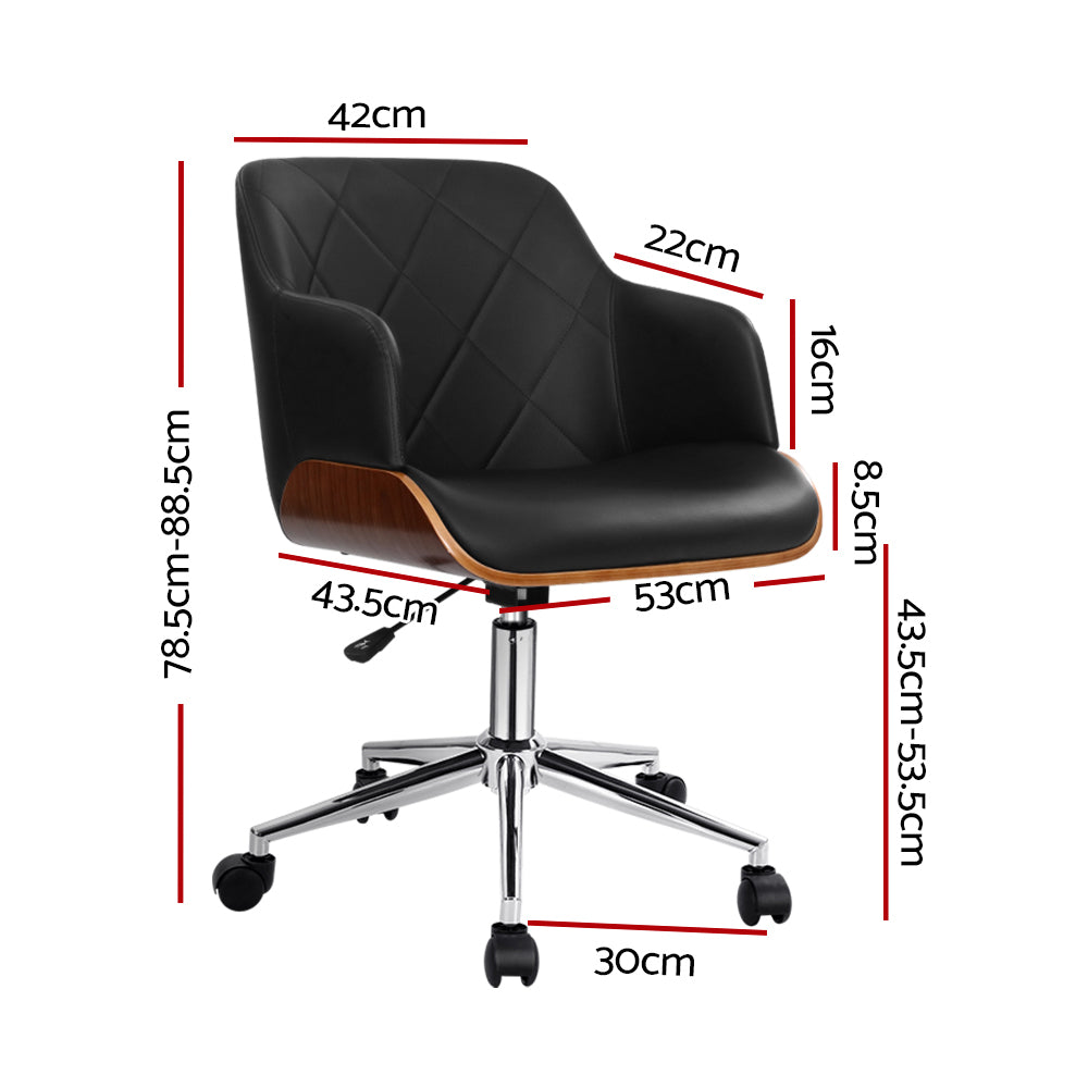 Office & Desk Chairs: Artiss Wooden Office Chair Fabric Seat Black