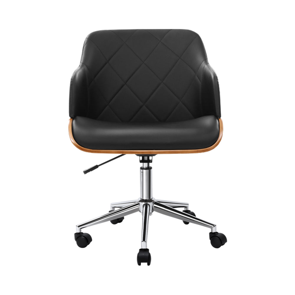 Office & Desk Chairs: Artiss Wooden Office Chair Fabric Seat Black