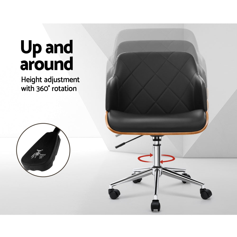 Office & Desk Chairs: Artiss Wooden Office Chair Fabric Seat Black