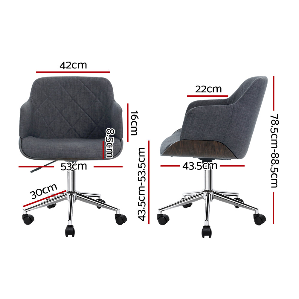 Office & Desk Chairs: Artiss Wooden Office Chair Fabric Seat Grey