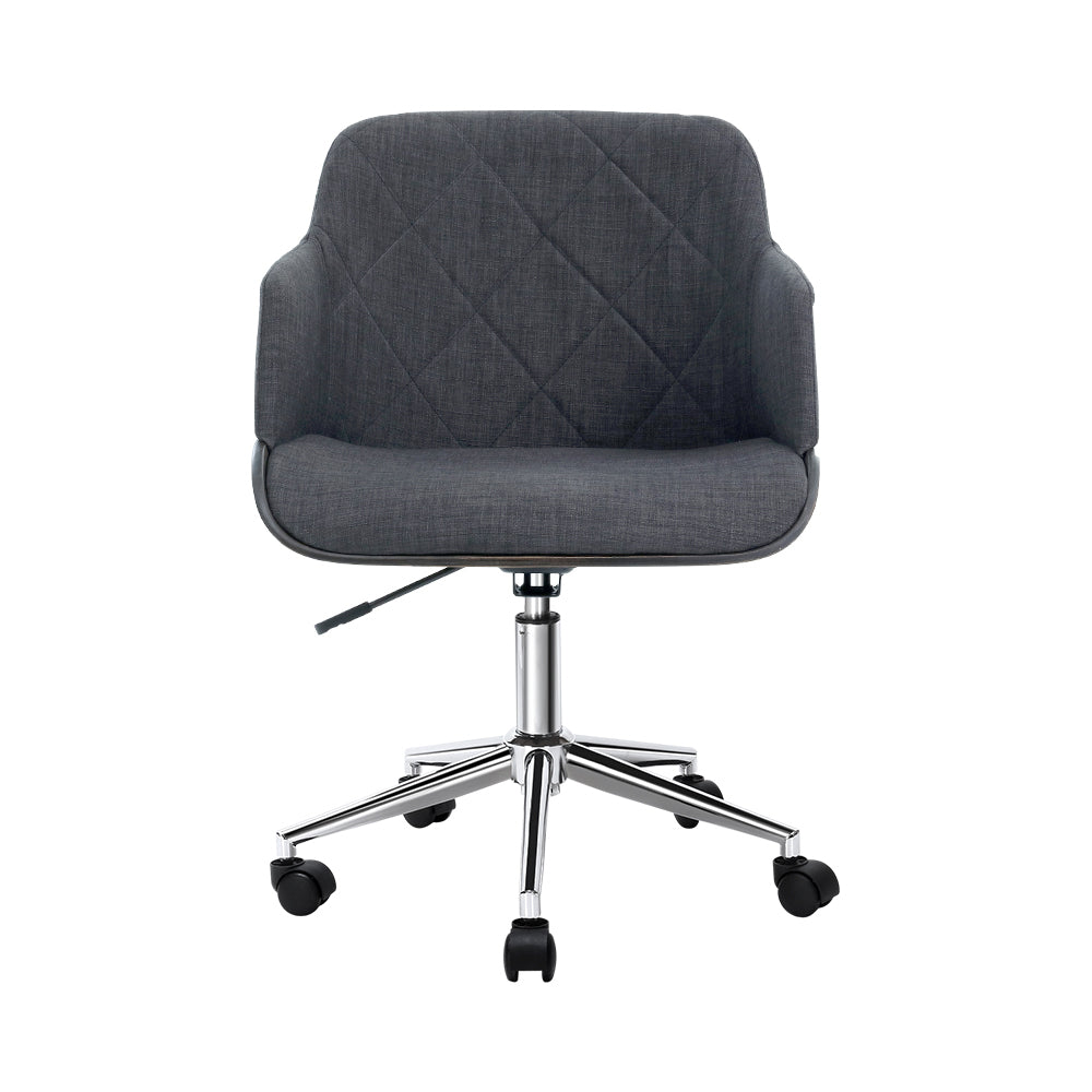 Office & Desk Chairs: Artiss Wooden Office Chair Fabric Seat Grey