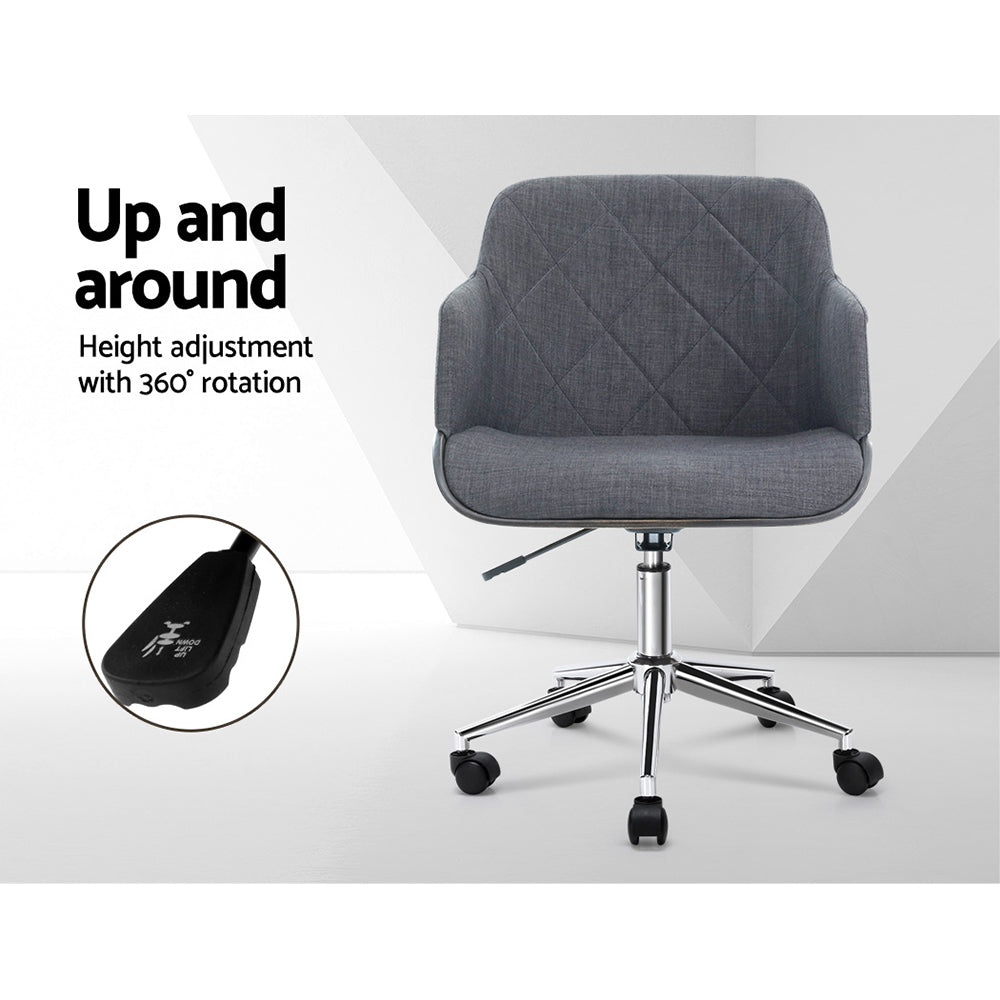 Office & Desk Chairs: Artiss Wooden Office Chair Fabric Seat Grey