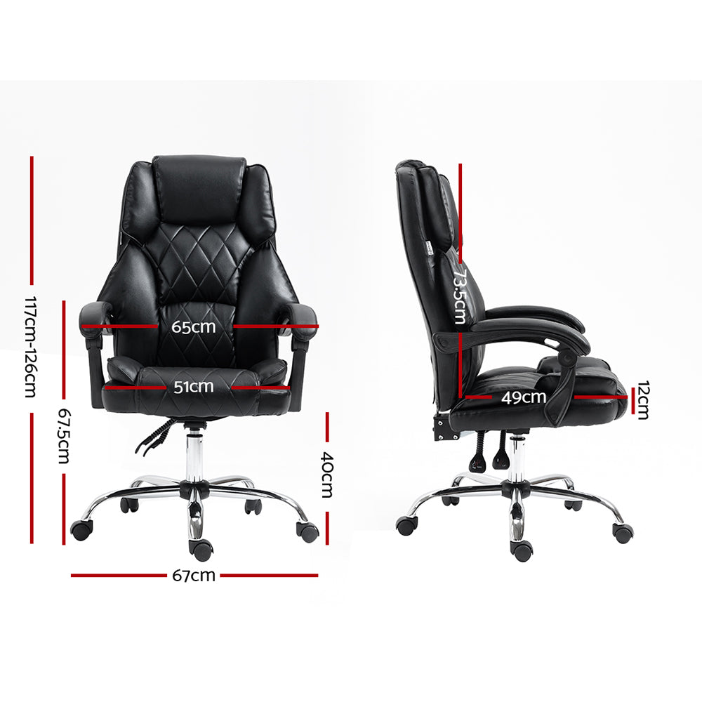 Office & Desk Chairs: Artiss Executive Office Chair Leather Recliner Black