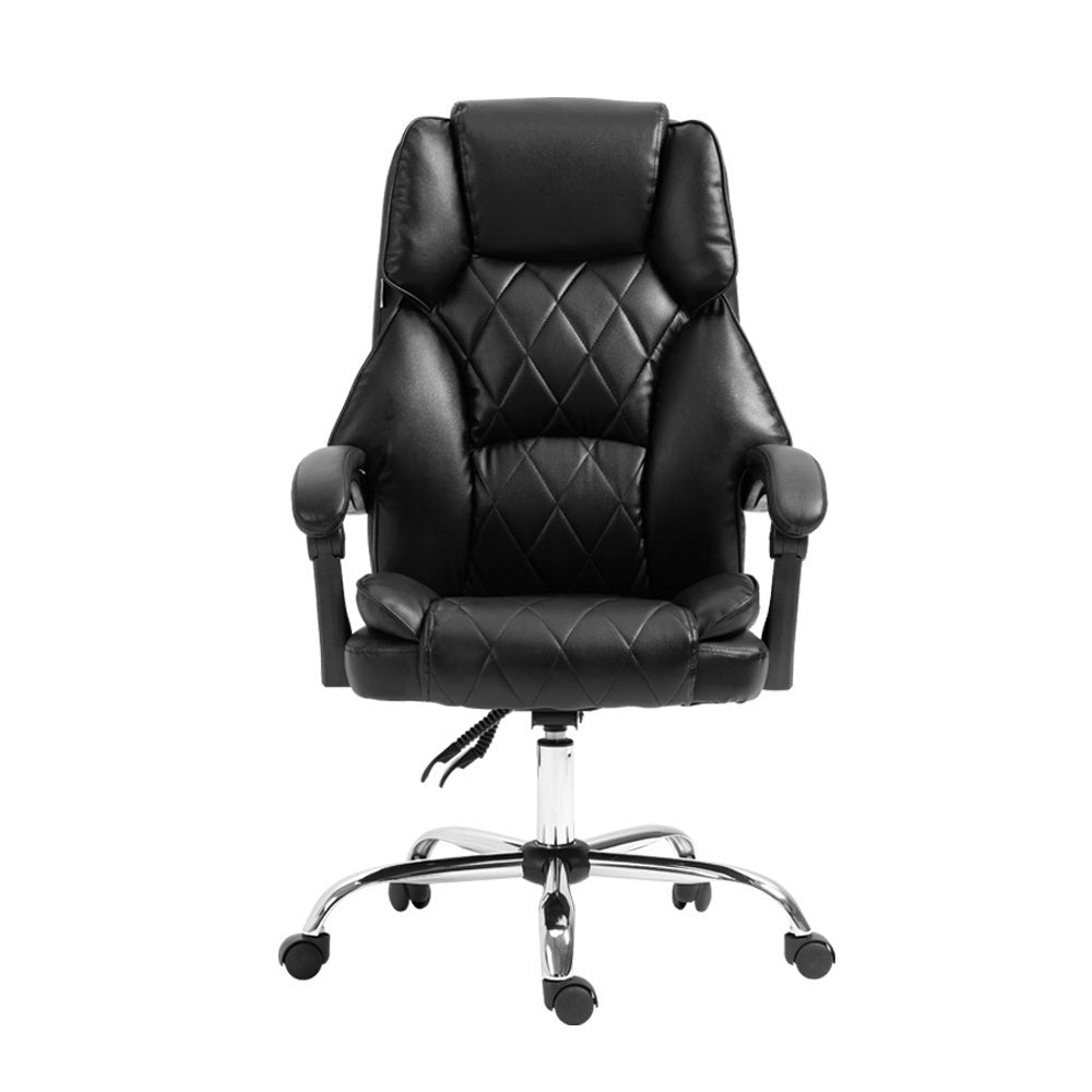 Office & Desk Chairs: Artiss Executive Office Chair Leather Recliner Black