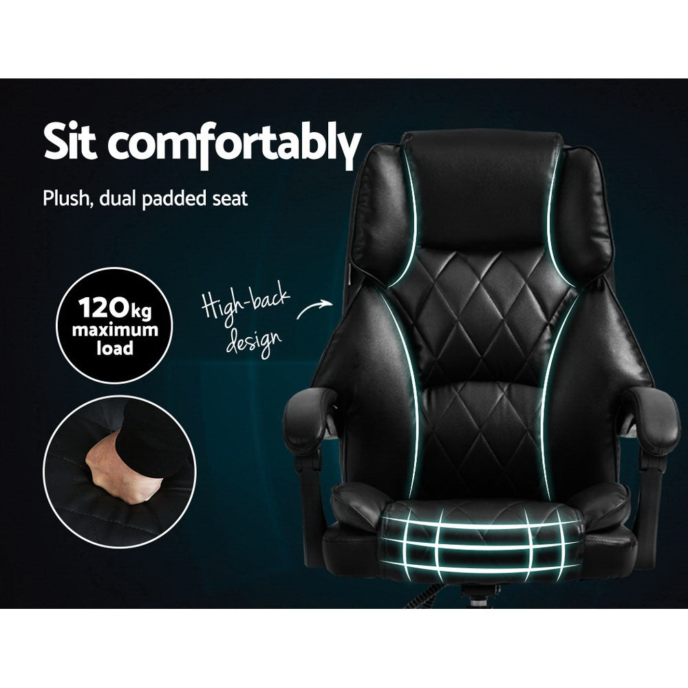 Office & Desk Chairs: Artiss Executive Office Chair Leather Recliner Black
