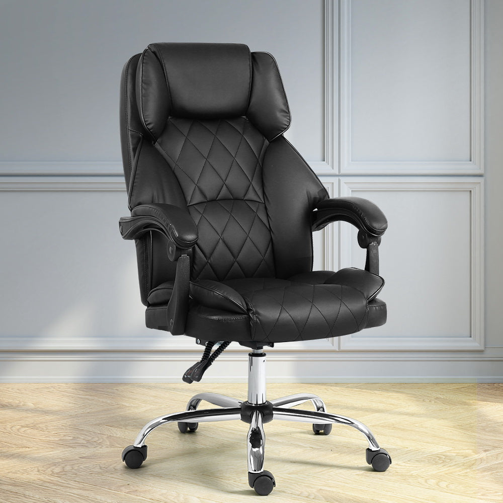 Office & Desk Chairs: Artiss Executive Office Chair Leather Recliner Black