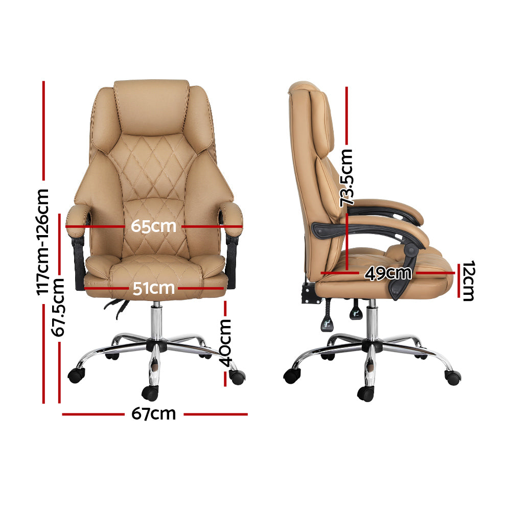 Office & Desk Chairs: Artiss Executive Office Chair Leather Recliner Espresso