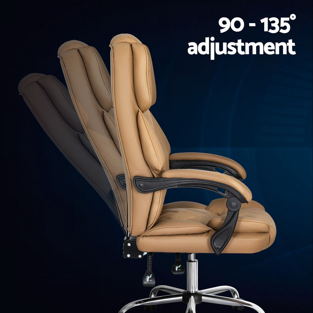 Office & Desk Chairs: Artiss Executive Office Chair Leather Recliner Espresso