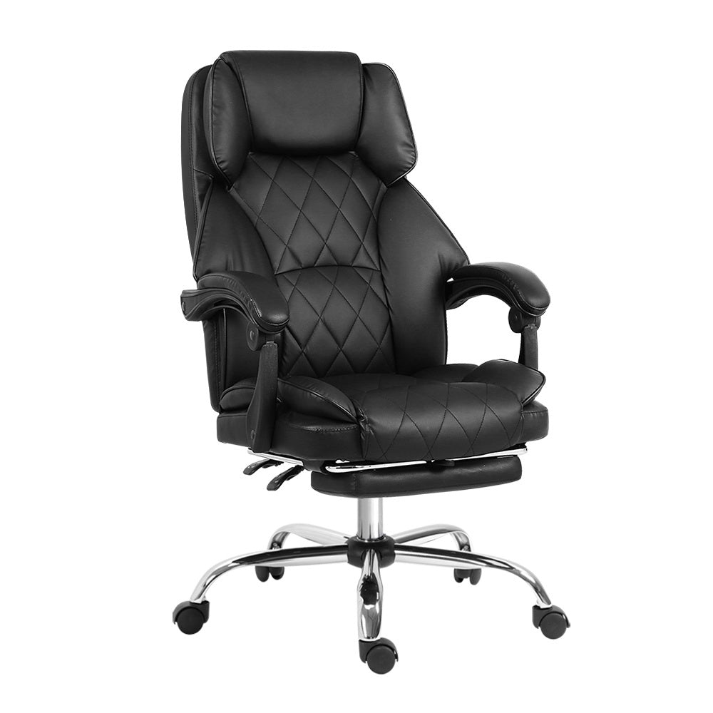 Office & Desk Chairs: Artiss Executive Office Chair Leather Footrest Black