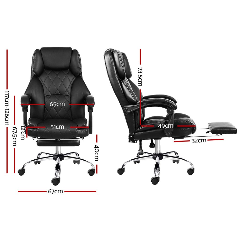 Office & Desk Chairs: Artiss Executive Office Chair Leather Footrest Black