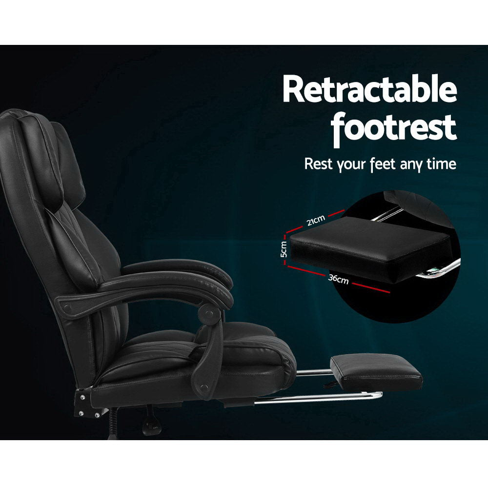 Office & Desk Chairs: Artiss Executive Office Chair Leather Footrest Black