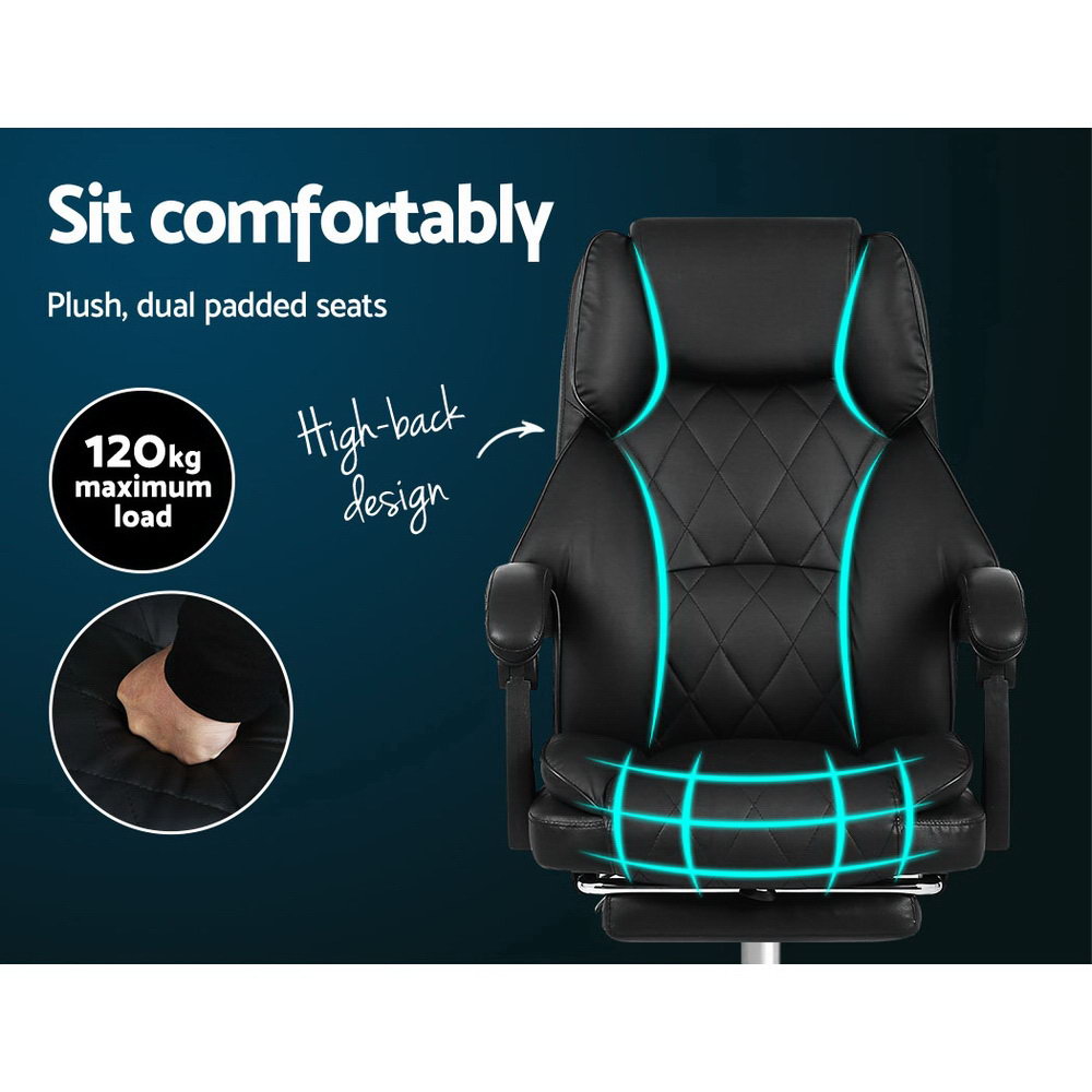 Office & Desk Chairs: Artiss Executive Office Chair Leather Footrest Black