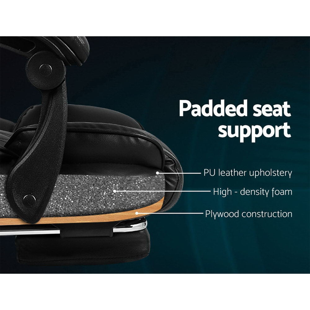 Office & Desk Chairs: Artiss Executive Office Chair Leather Footrest Black