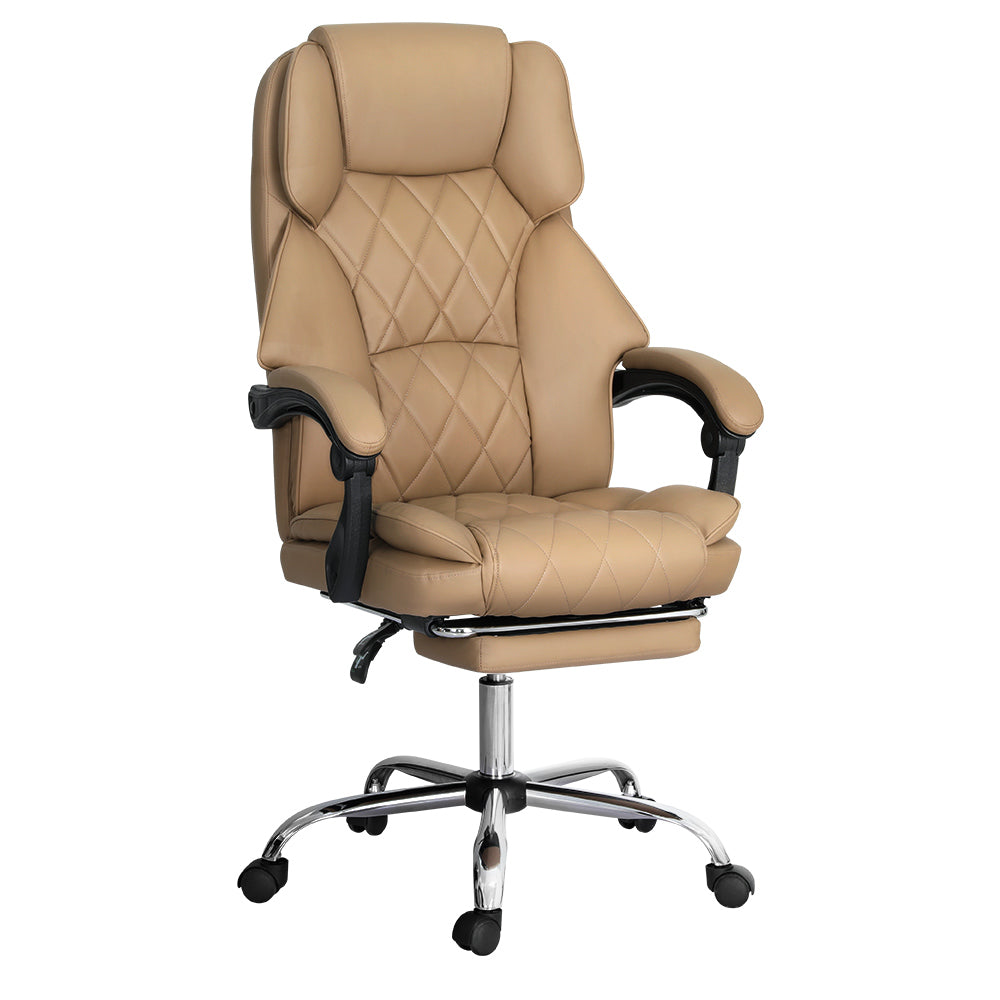 Office & Desk Chairs: Artiss Executive Office Chair Leather Footrest Espresso