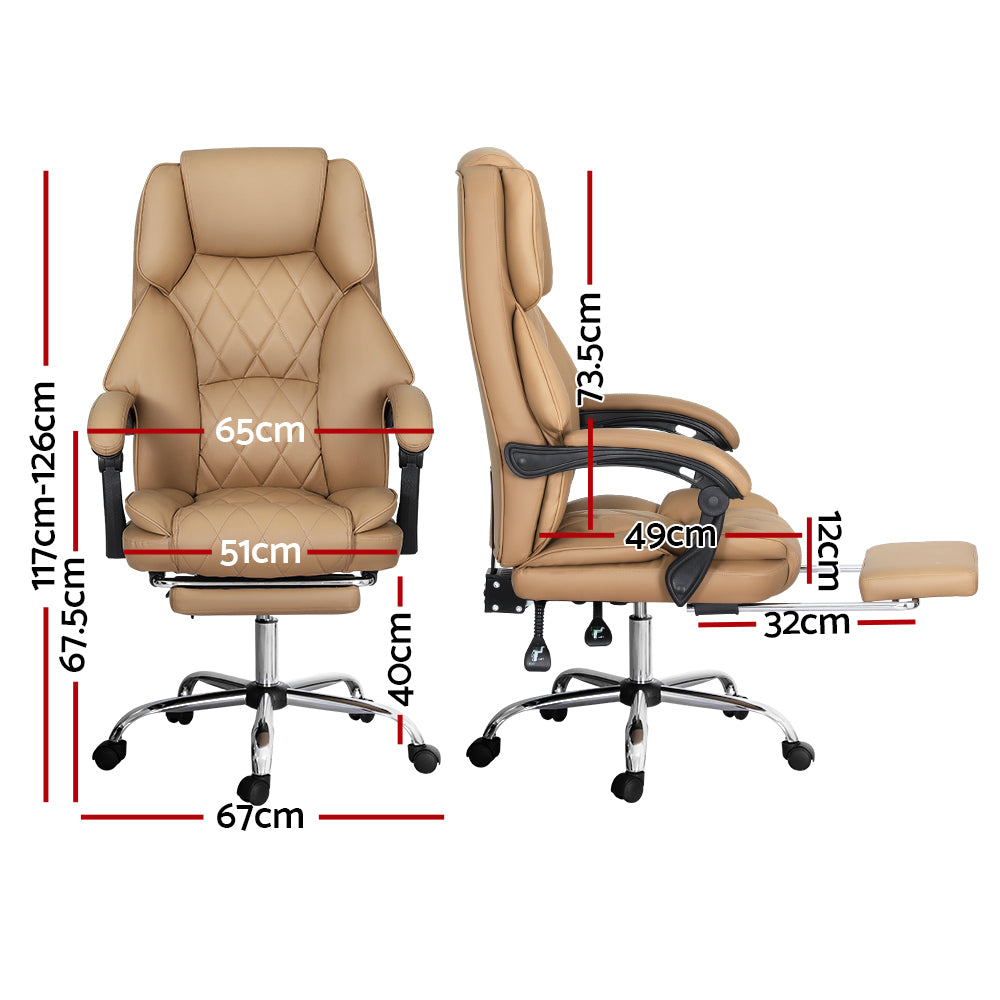 Office & Desk Chairs: Artiss Executive Office Chair Leather Footrest Espresso