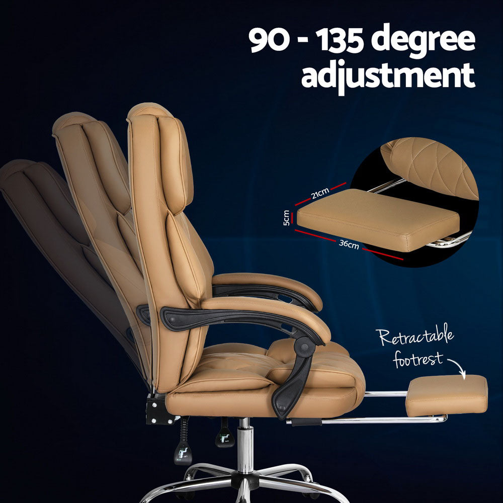 Office & Desk Chairs: Artiss Executive Office Chair Leather Footrest Espresso