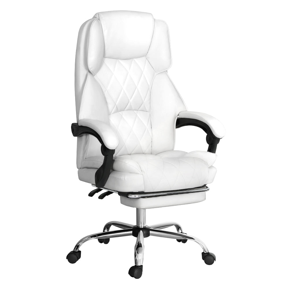Office & Desk Chairs: Artiss Executive Office Chair Leather Footrest White