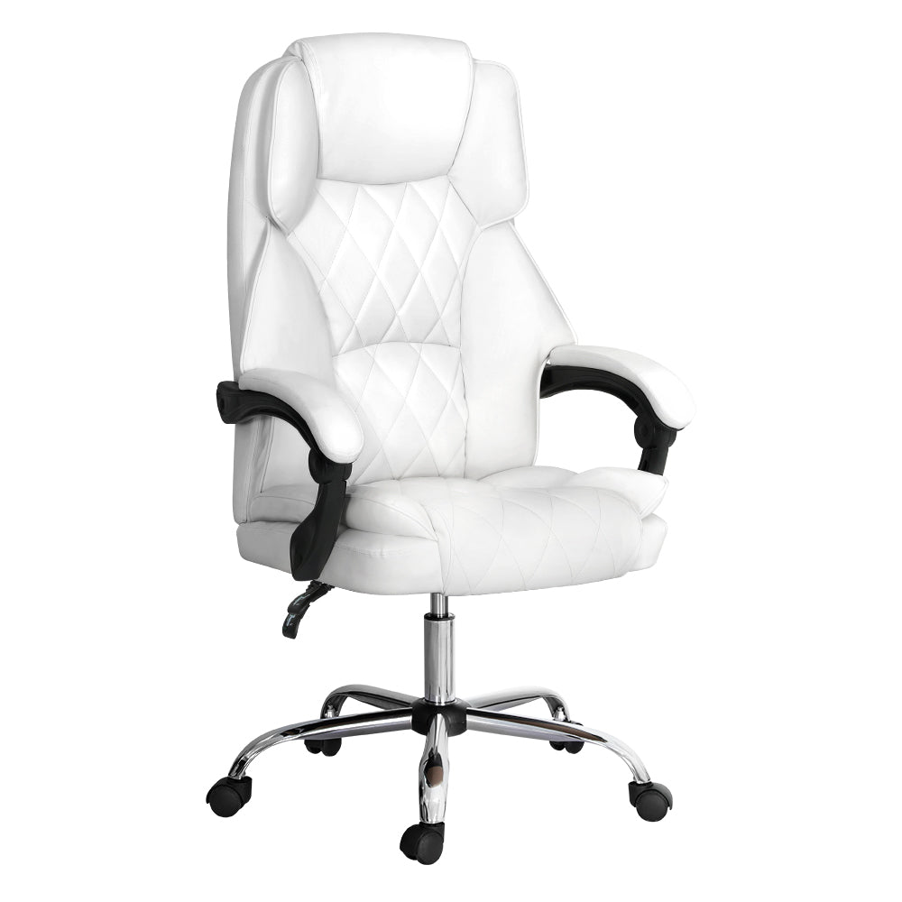 Office & Desk Chairs: Artiss Executive Office Chair Leather Recliner White
