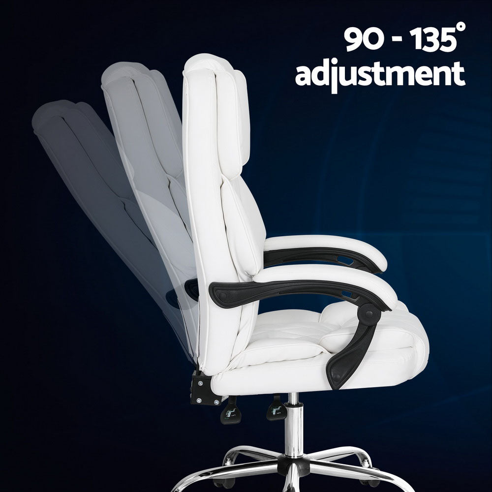 Office & Desk Chairs: Artiss Executive Office Chair Leather Recliner White