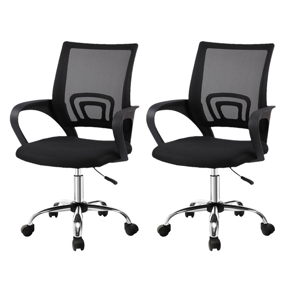 Office & Desk Chairs: Artiss 2x Mesh Office Chair Mid Back Black