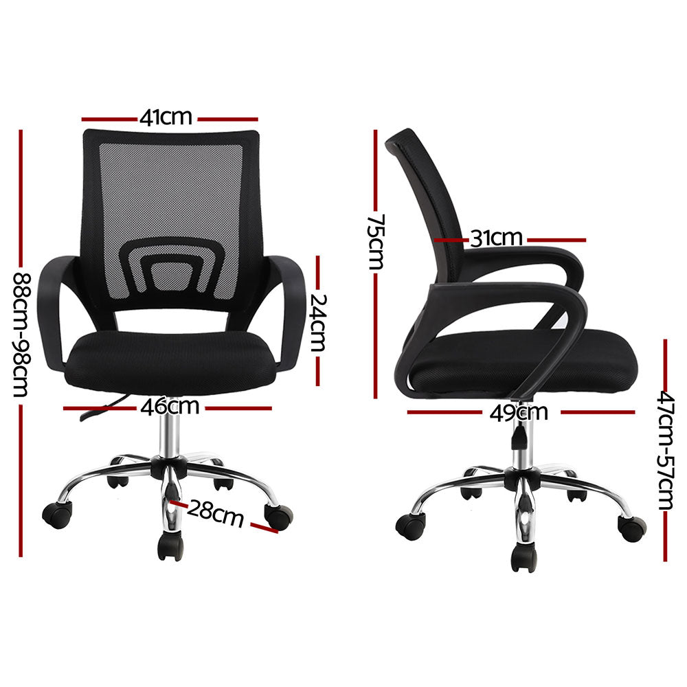 Office & Desk Chairs: Artiss 2x Mesh Office Chair Mid Back Black