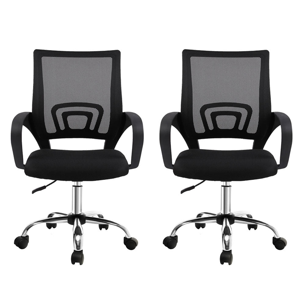 Office & Desk Chairs: Artiss 2x Mesh Office Chair Mid Back Black