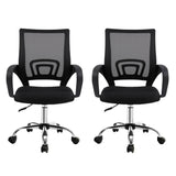 Artiss 2x Mesh Office Chair Mid Back Black