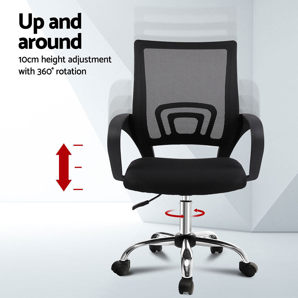 Office & Desk Chairs: Artiss 2x Mesh Office Chair Mid Back Black