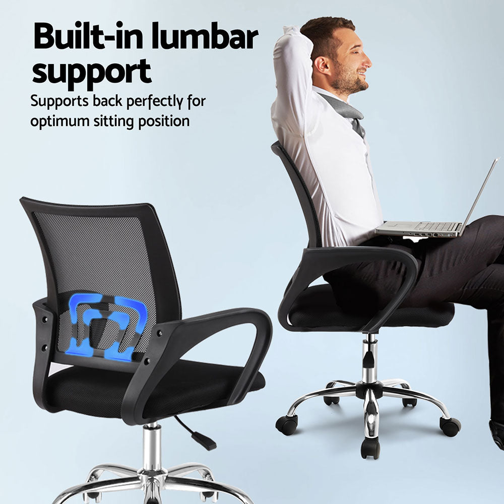 Office & Desk Chairs: Artiss 2x Mesh Office Chair Mid Back Black