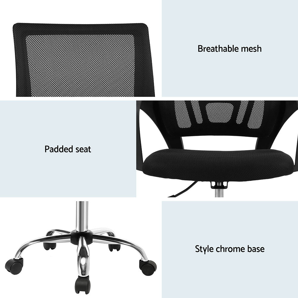 Office & Desk Chairs: Artiss 2x Mesh Office Chair Mid Back Black