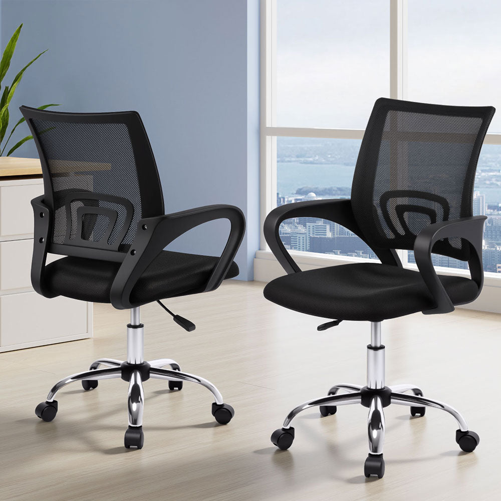 Office & Desk Chairs: Artiss 2x Mesh Office Chair Mid Back Black
