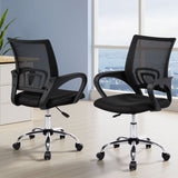 Artiss 2x Mesh Office Chair Mid Back Black