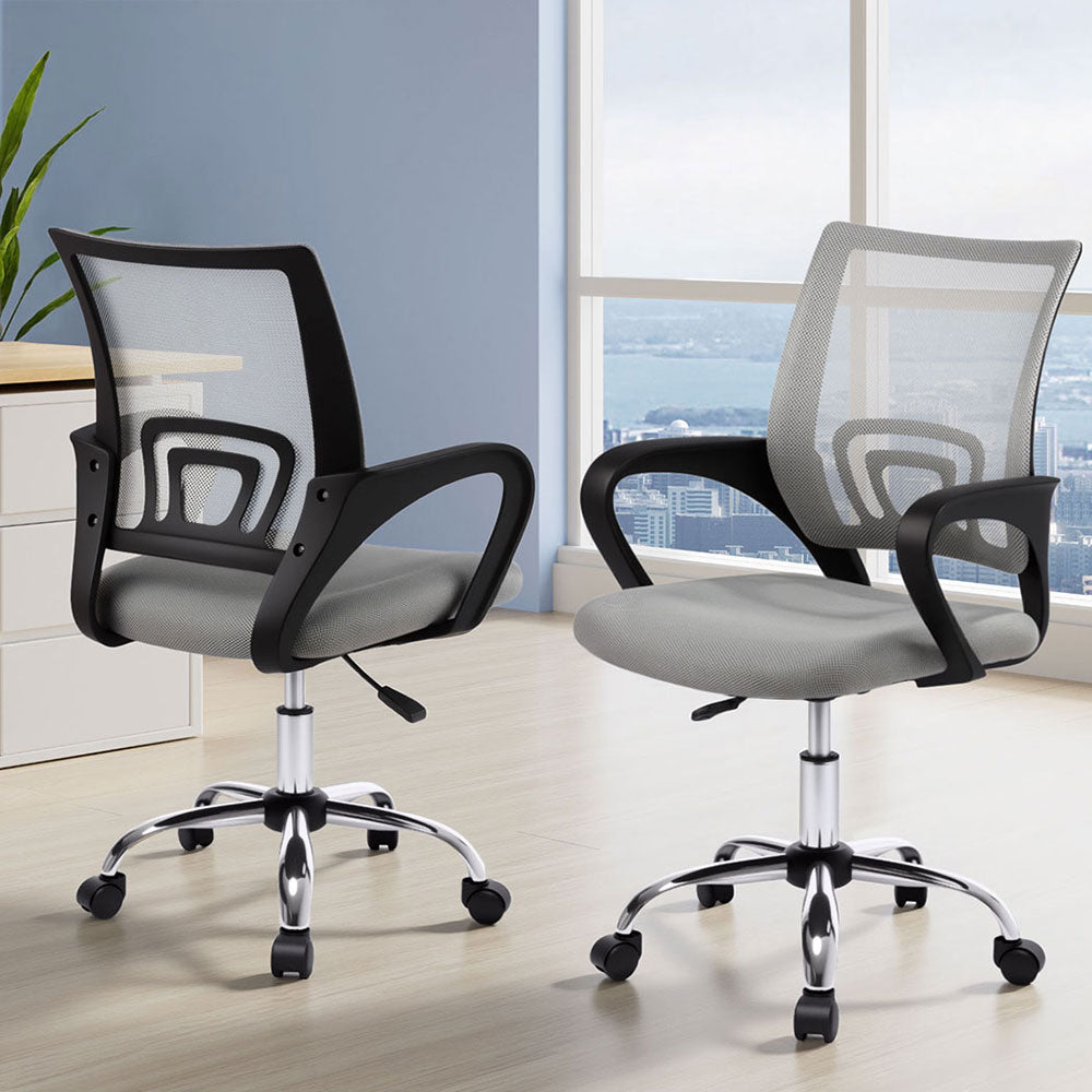 Office & Desk Chairs: Artiss 2x Mesh Office Chair Mid Back Grey