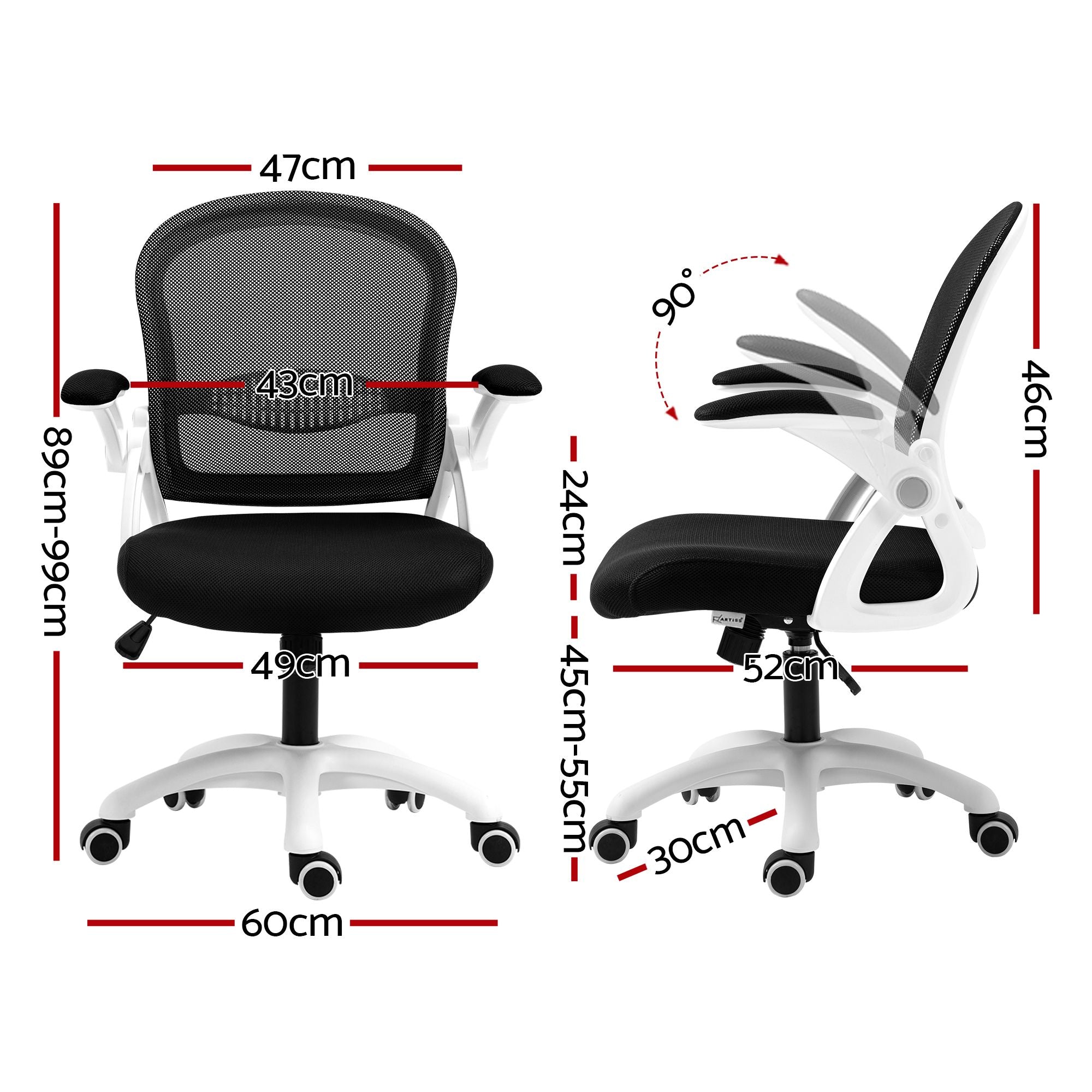 Office & Desk Chairs: Artiss Mesh Office Chair Mid Back Black