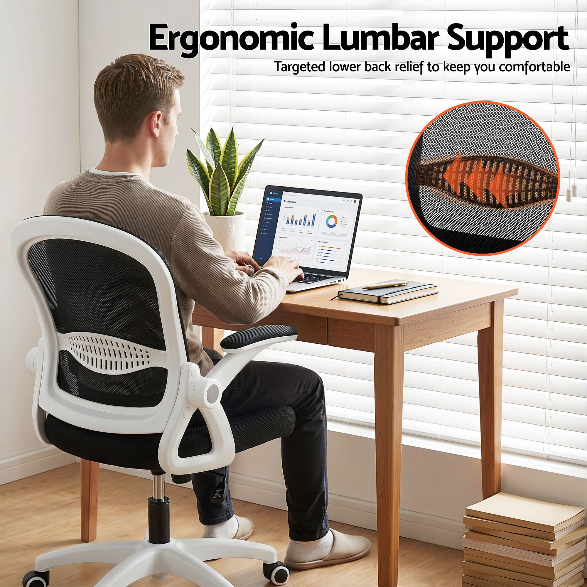 Office & Desk Chairs: Artiss Mesh Office Chair Mid Back Black