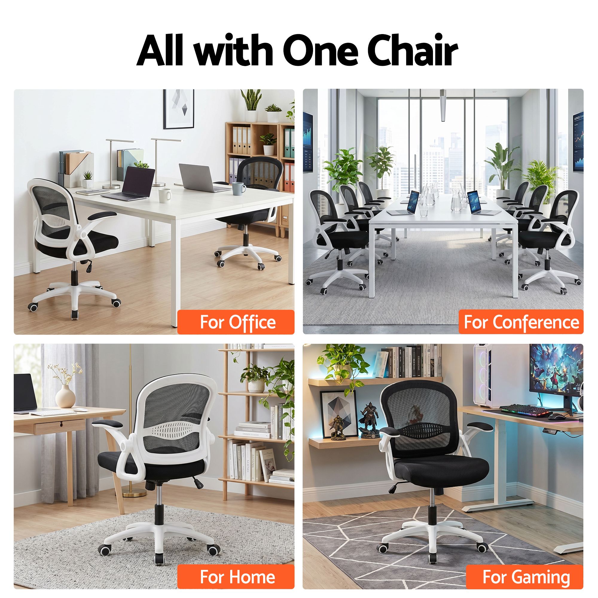 Office & Desk Chairs: Artiss Mesh Office Chair Mid Back Black