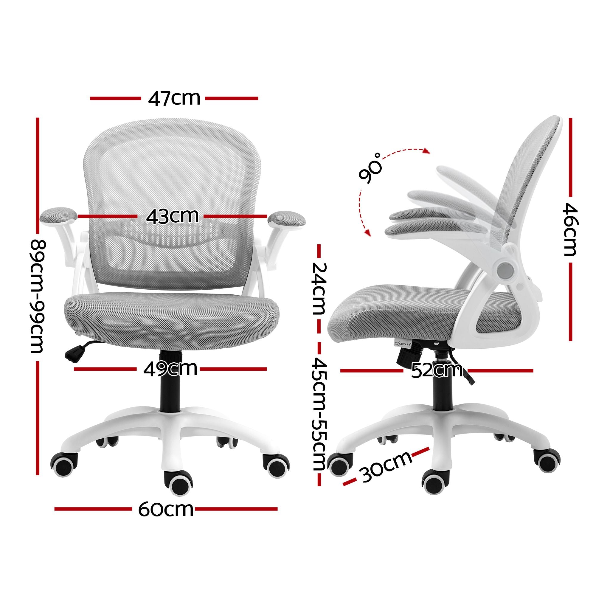 Office & Desk Chairs: Artiss Mesh Office Chair Mid Back Grey