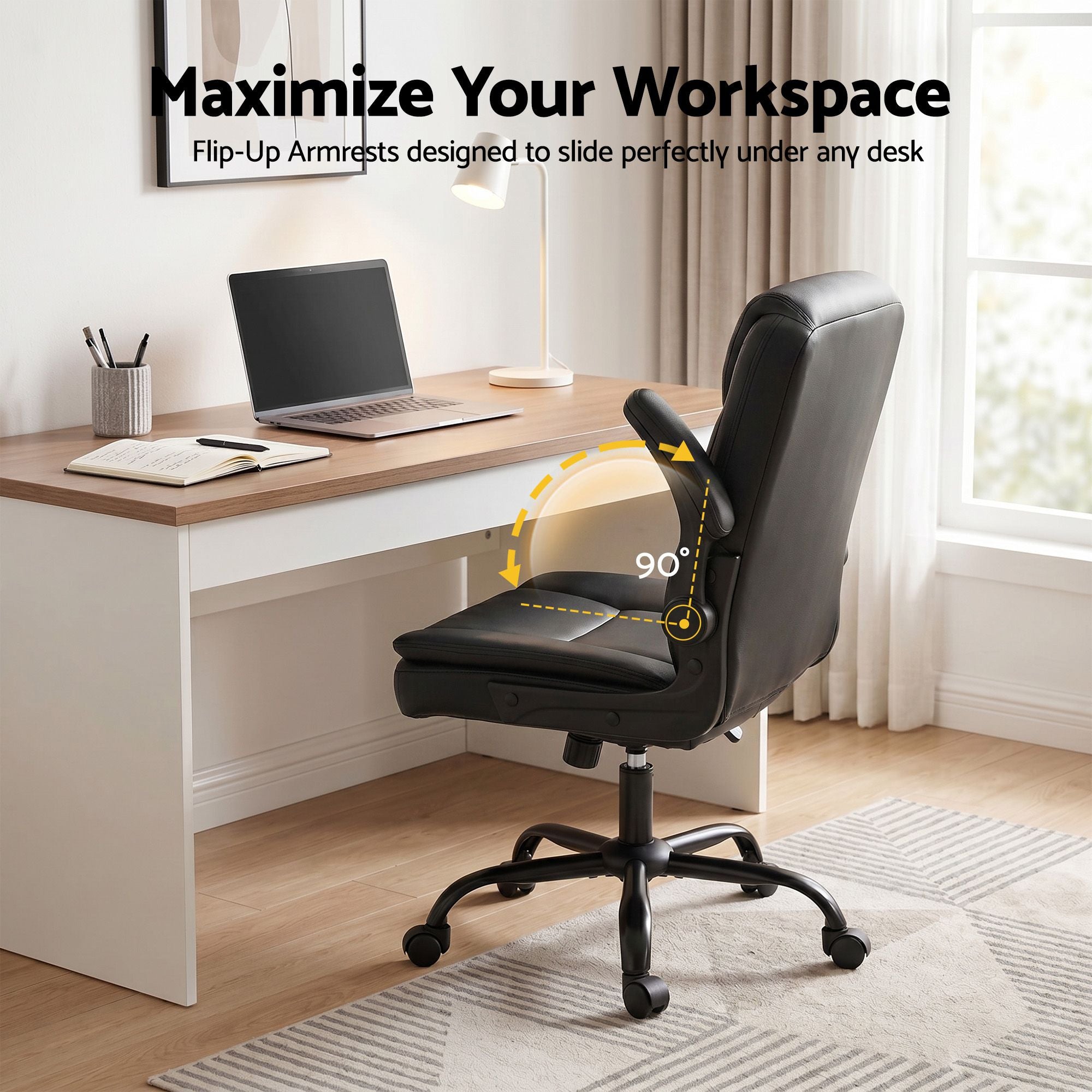 Office & Desk Chairs: Artiss Executive Office Chair Mid Back Black