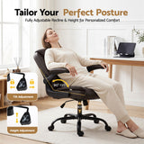 Office & Desk Chairs: Artiss Executive Office Chair Mid Back Brwon