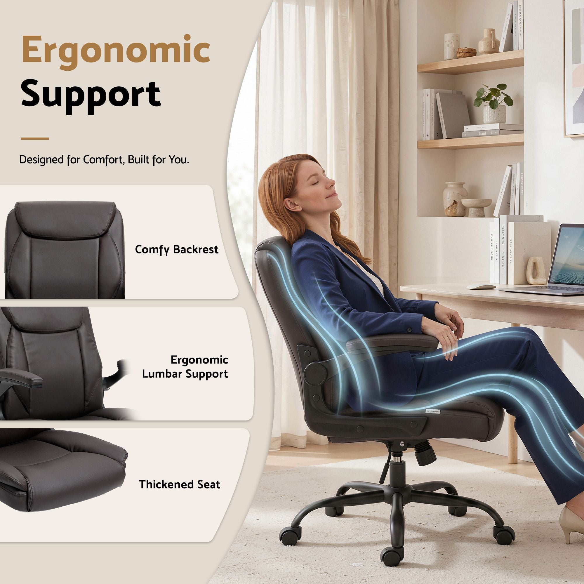 Office & Desk Chairs: Artiss Executive Office Chair Mid Back Brwon