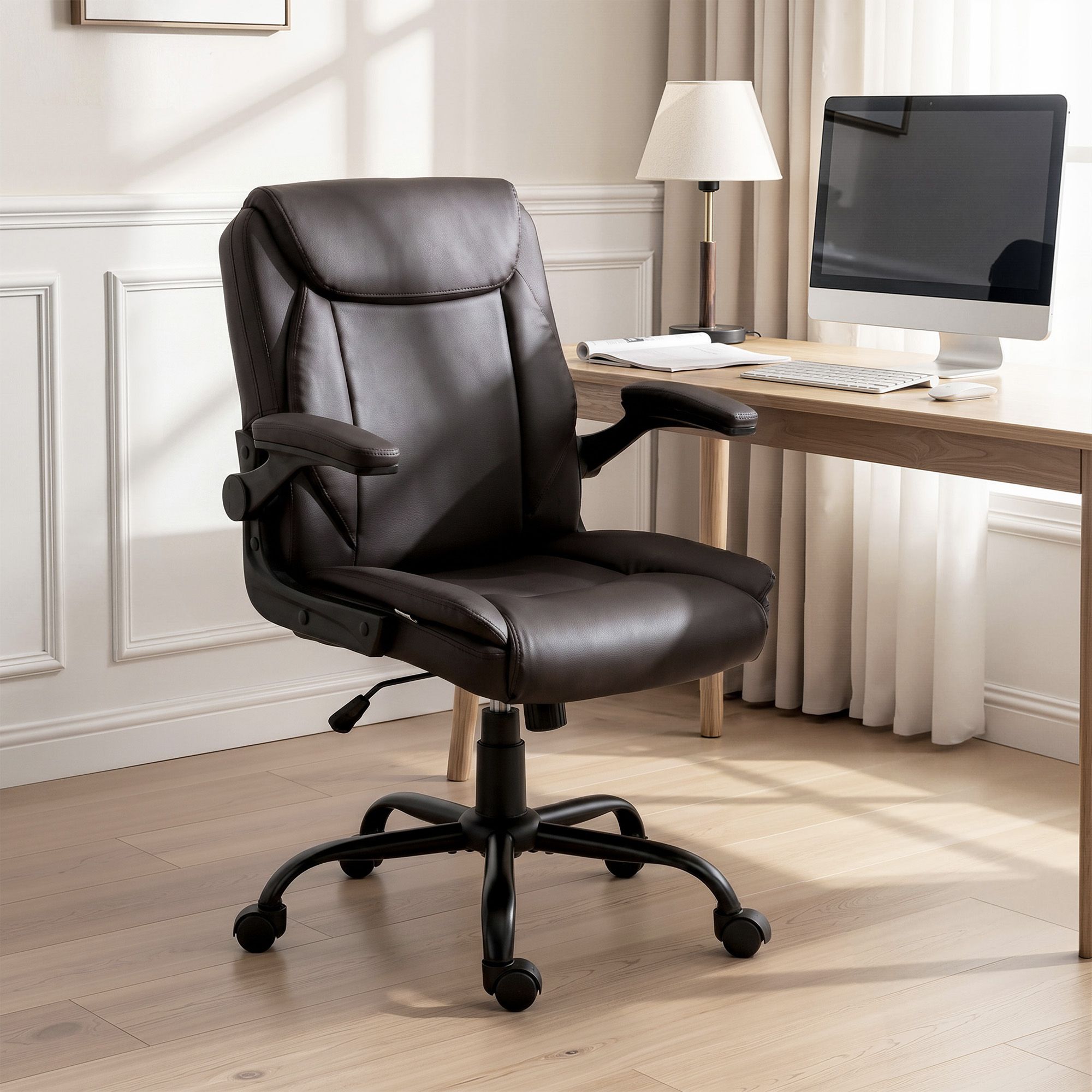 Office & Desk Chairs: Artiss Executive Office Chair Mid Back Brwon